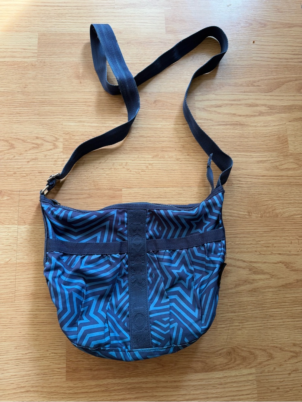 Vintage Joe Boxer Blue Geometric Star Print Nylon Crossbody Bag Y2K